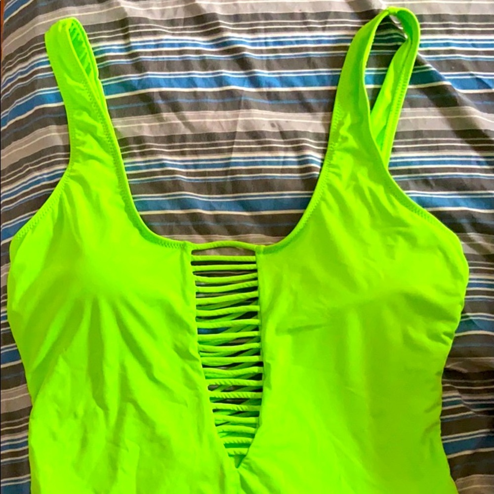 Beautiful lime green one-piece bathing suit